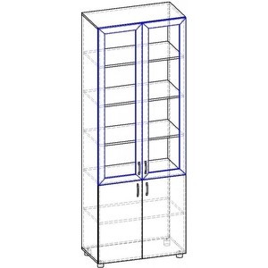 Стеллаж БАРОНС ГРУПП Лидер 2 двери 2 витрины 800 (Н2196)