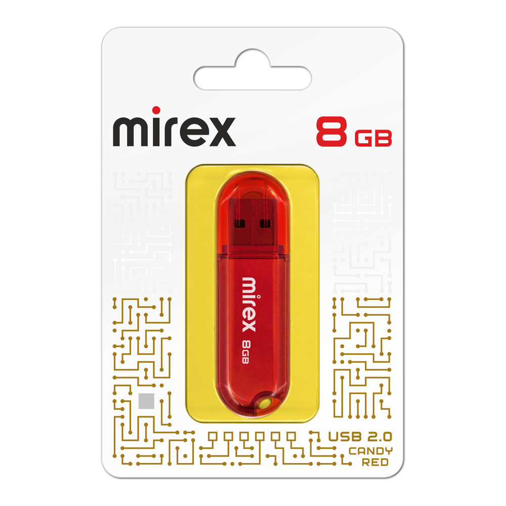 Флешка 8Gb USB 2.0 Mirex Candy 13600-FMUCAR08, красный (13600-FMUCAR08)