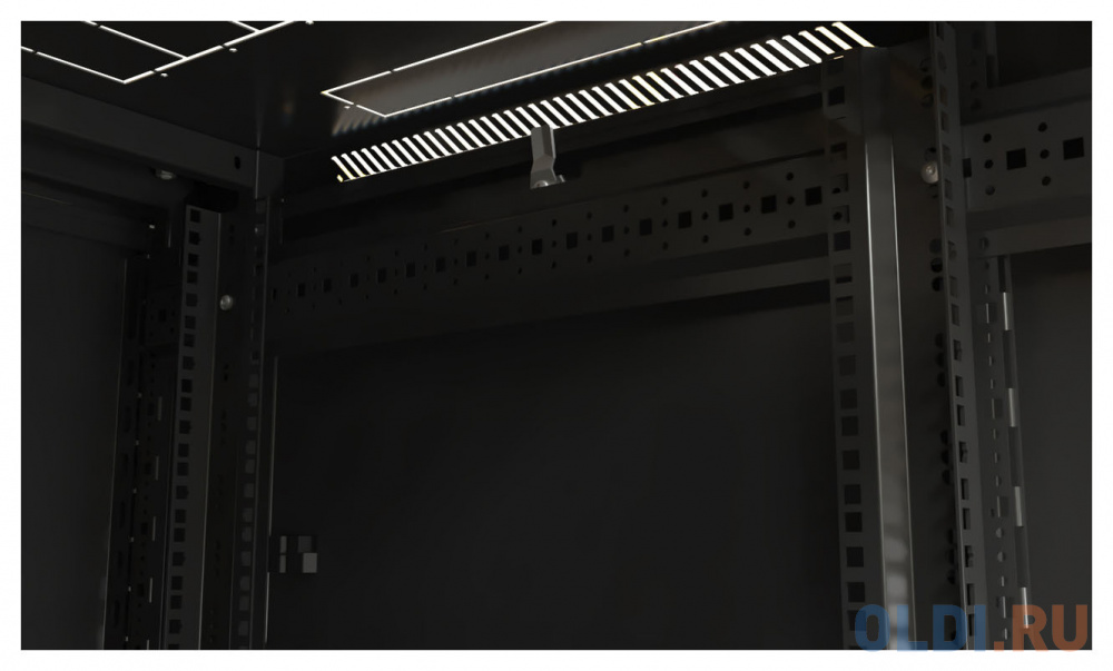 Шкаф серверный Hyperline (TTB-2266-AS-RAL9004) напольный 22U 600x600мм пер.дв.стекл задн.дв.спл.стал.лист 2 бок.пан. 800кг черный 510мм IP20 сталь