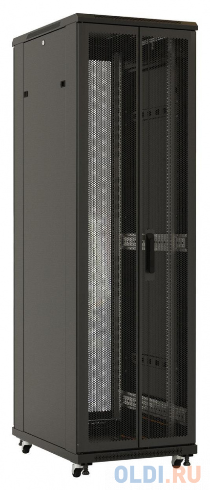 Шкаф настенный 19" 42U Hyperline TTB-4281-DD-RAL9004  2055x800х1000 передняя и задняя распашные перфорированные двери (75%), ручка с замком, черн