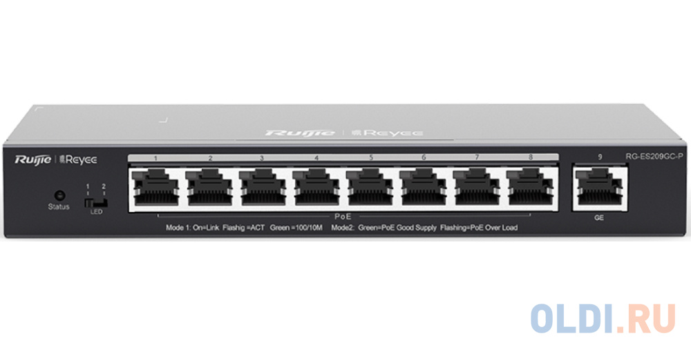 Reyee 9-Port Gigabit Smart POE Switch, 9 Gigabit RJ45 Ports including 8 PoE/POE+ Ports,120W PoE power budget, Desktop Steel Case