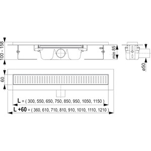 Душевой лоток AlcaPlast APZ1 горизонтальный сток (APZ1-550)