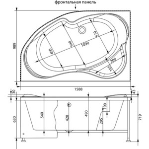 Акриловая ванна Aquanet Capri 160x100 L левая, с каркасом, без гидромассажа (205476)