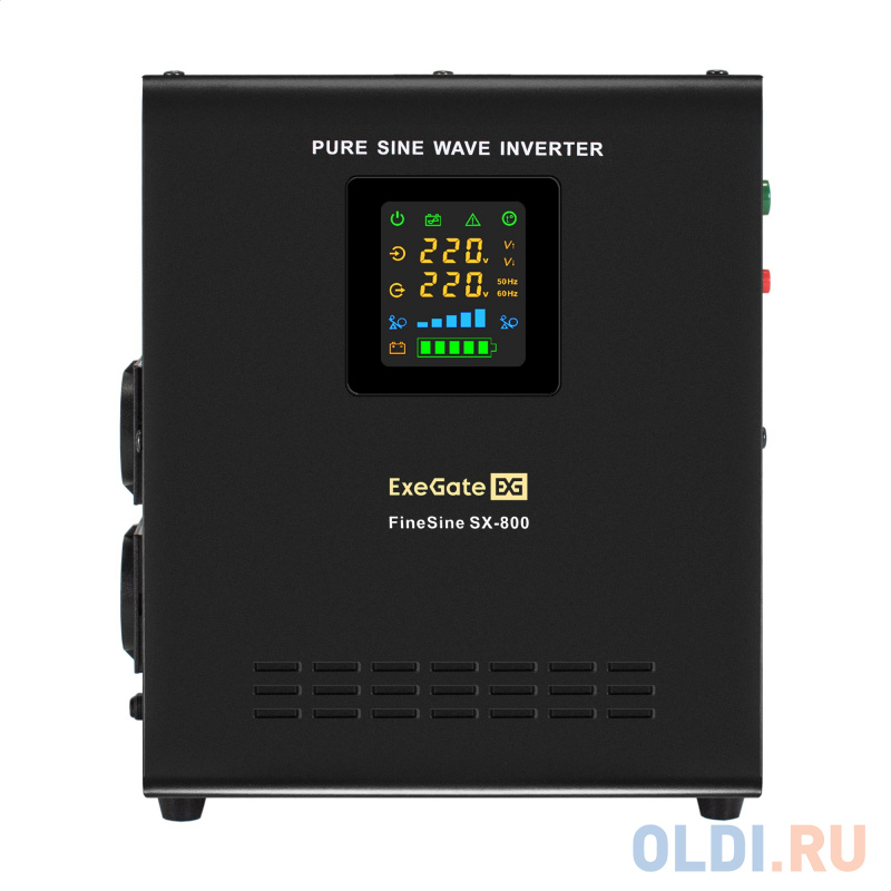 Комплект ИБП EX295996RUS + батарея 200Aч EX282991RUS 1шт (инвертор, синус, для котла, настенный) ExeGate FineSine SX-800.LCD.AVR.2SH <800VA/500W, ч