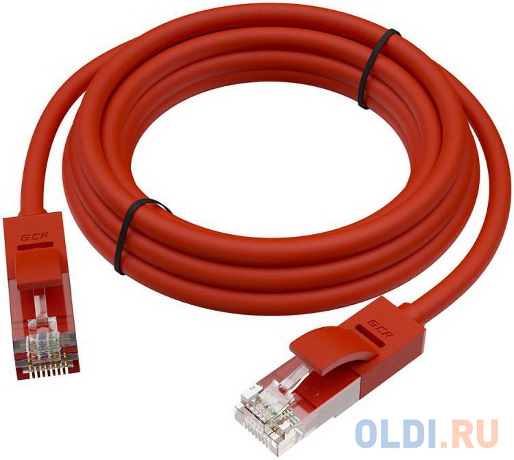 GCR Патч-корд прямой 35.0m UTP кат.5e, красный, позолоченные контакты, 24 AWG, литой, ethernet high speed 1 Гбит/с, RJ45, T568B, GCR-50946