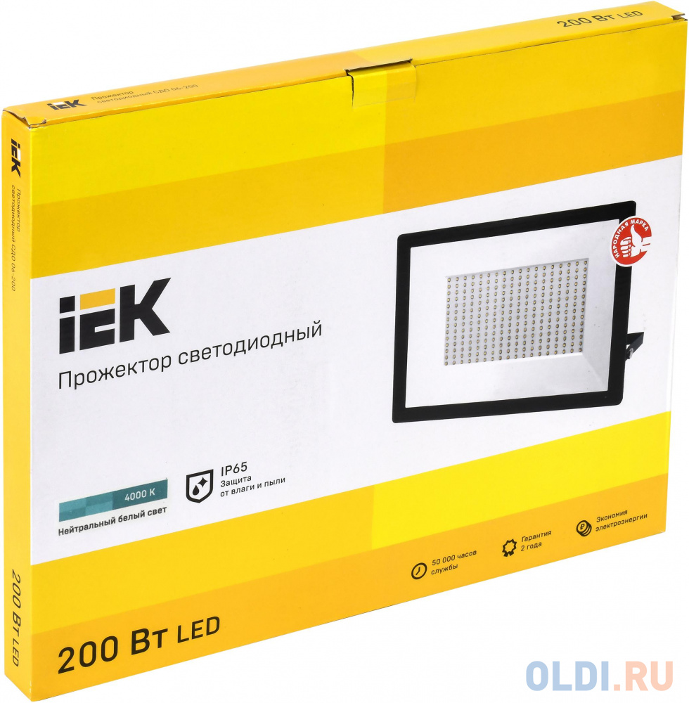 Iek LPDO601-200-40-K02 Прожектор LED СДО 06-200 светодиодный черный IP65 4000К