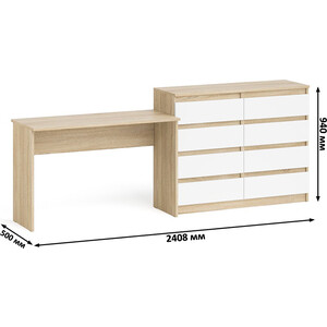 Комплект СВК Мори Стол письменный МСП1200.1 + Комод МК1200.8, цвет дуб сонома/белый в Москвe