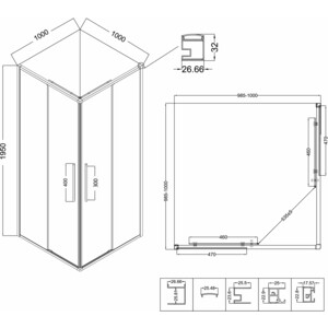 Душевой уголок Niagara Nova 100x100 тонированный, черный матовый (NG-2824-34BLACK)