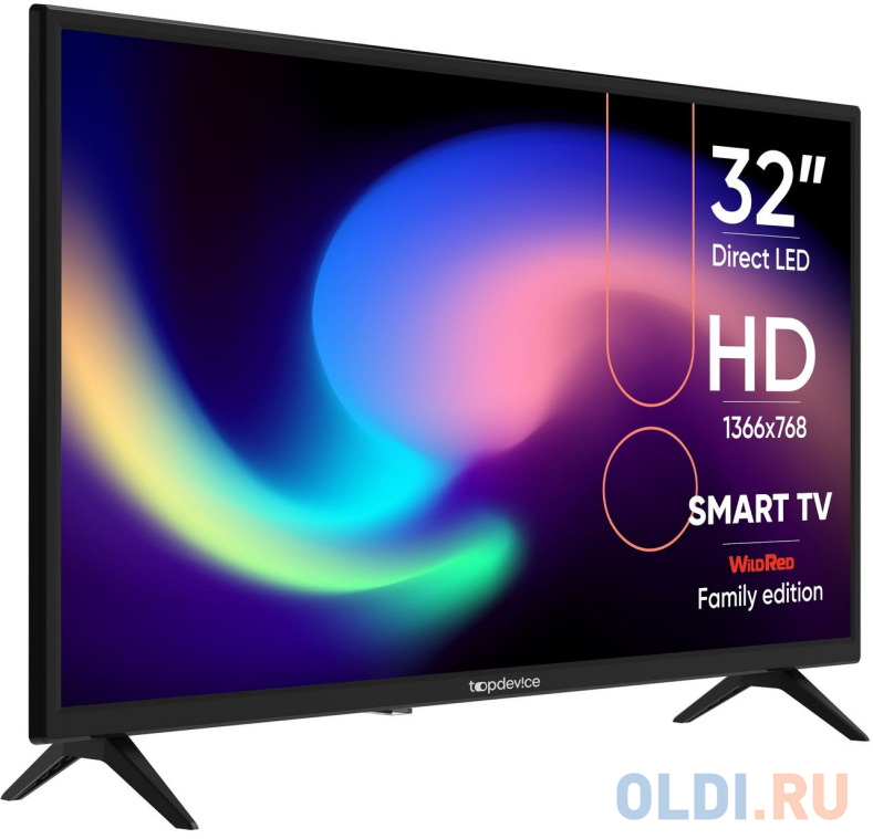 Телевизор 32" TopDevice TDTV32BS01H_BK черный 1366x768 60 Гц Smart TV Wi-Fi 3 х HDMI 2 х USB RJ-45