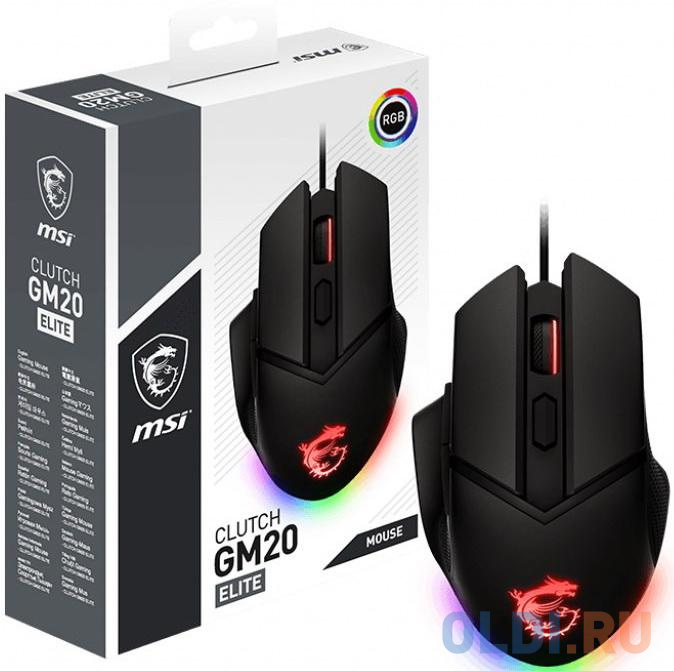 Мышь проводная MSI Clutch GM20 ELITE чёрный USB в Москвe