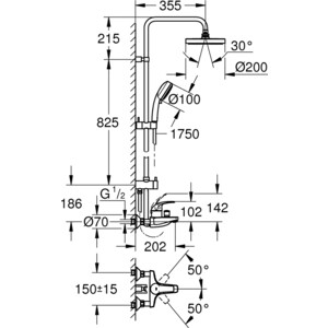 Душевая система Grohe Tempesta Cosmopolitan System со смесителем, хром (26305001)