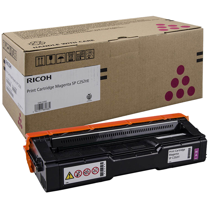 Картридж лазерный Ricoh SPC252HE M/407718, пурпурный, 6000 страниц, оригинальный для Ricoh SP C252DN / C252SF