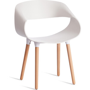 Стул TetChair QXX (mod. C1058-1) 4шт., пластик/дерево, 60 х 53 х 81 см, White (Белый) 70029/ натуральный (21245) в Москвe