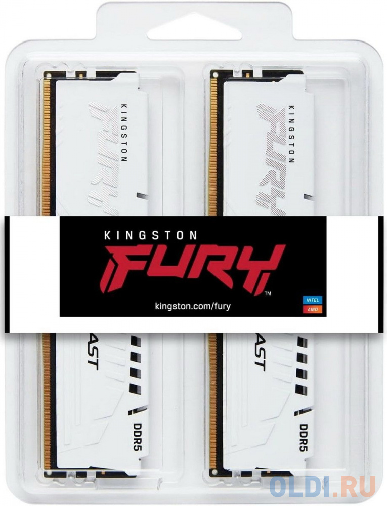 Модуль памяти Kingston 32GB (2x16GB) DDR5 6000MT/s CL36 FURY Beast White EXPO Non-ECC Unbuffered DIMM (Kit of 2) 1RX8 36-44-44 1.35V 288-pin 16Gbit в Москвe