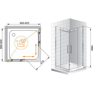 Душевой уголок Cezares Stylus-M A-2 90х90 прозрачный, хром, с поддоном