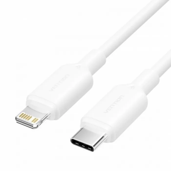 Кабель USB Type-C-Lightning 8-pin, быстрая зарядка, 3А, 20 Вт, 1 м, белый, Vention (LAKWF)