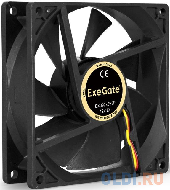 Exegate EX288926RUS Вентилятор ExeGate EX09225B3P (92x92x25 мм, 2-Ball (двойной шарикоподшипник), 3pin, 2100RPM, 27dBA) в Москвe