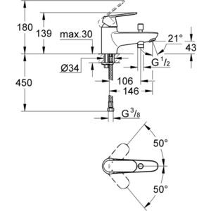 Смеситель на борт ванны Grohe Eurosmart Cosmopolitan (32836000)