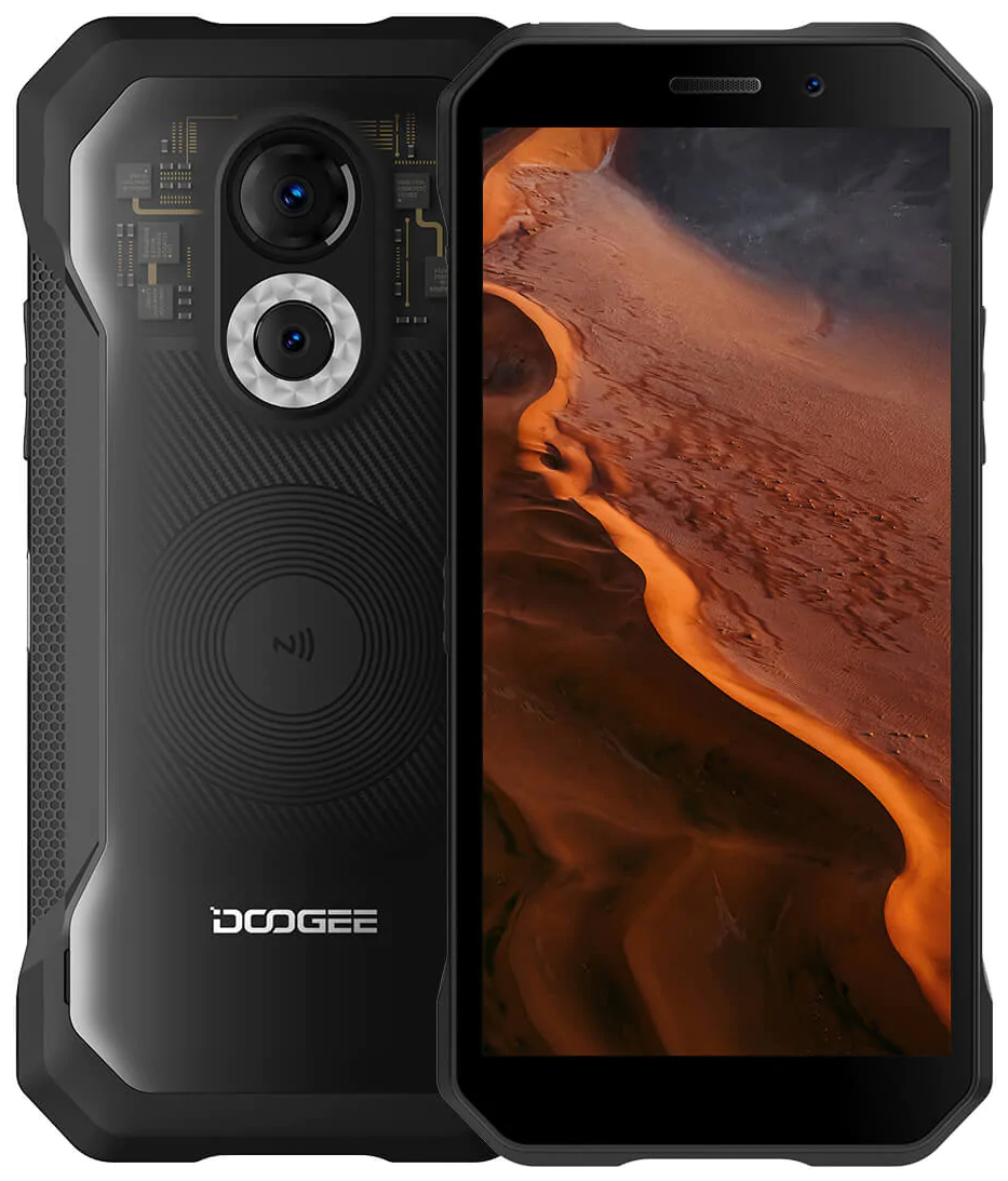 Смартфон DOOGEE S61 Pro, 6" 720x1440 IPS, MediaTek Helio G35, 8Gb RAM, 128Gb, 3G/4G, NFC, Wi-Fi, BT, 2xCam, 2-Sim, 5180 мА⋅ч, USB Type-C, Android 12, черный (S61 Pro_8+128_Transparent)