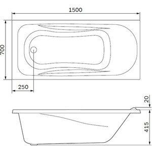 Акриловая ванна Am.Pm Sense 150x70 с каркасом (W76A-150-070W-A, W76A-150-070W-R) в Москвe