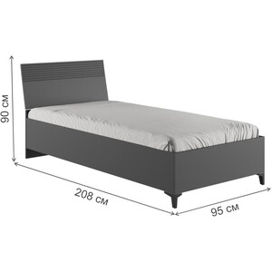 Кровать Woodville Ника 90х200 с основанием дсп эйхория QR-17 / графит (593608) в Москвe