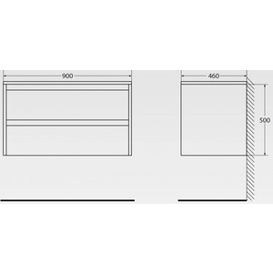 Тумба с раковиной BelBagno Kraft 90 два ящика, Cemento Grigio (KRAFT-900-2C-SO-CG, BB900ETL) в Москвe