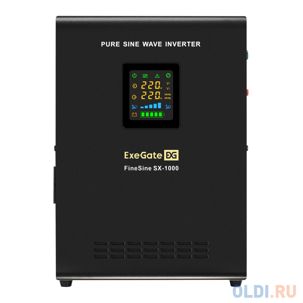 Комплект ИБП EX295997RUS + батарея 200Aч EX282991RUS 1шт (инвертор, синус, для котла, настенный) ExeGate FineSine SX-1000.LCD.AVR.2SH <1000VA/600W,