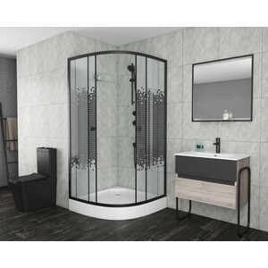 Душевой уголок Niagara Eco 90x90 прозрачный с рисунком, черный (NG-007-14 BLACK)