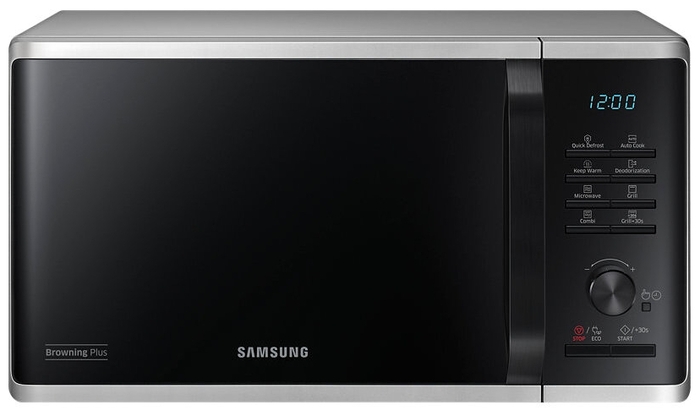 Микроволновая печь Samsung MG23K3515AS 23 л, 800 Вт, гриль, серебристый/черный (MG23K3515AS/BW)