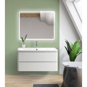 Тумба с раковиной BelBagno Albano 80 bianco lucido (ALBANO-800-2C-SO-BL, BB800/455-LV-MR-ALR)