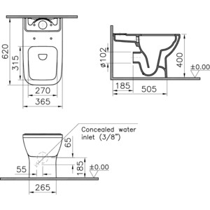 Унитаз-компакт безободковый Vitra Integra Round Open-Back с сиденьем микролифт (9833B003-7206)