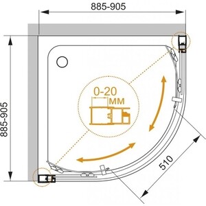 Душевой уголок Cezares Momento R-2 80x80 с поддоном, прозрачная, хром (MOMENTO-R-2-80-C-Cr, ЛП00012)