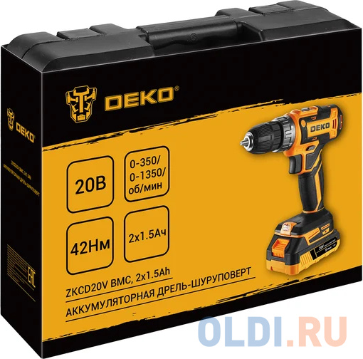 Дрель-шуруповерт Deko ZKCD20V аккум. патрон:быстрозажимной (084-1007)