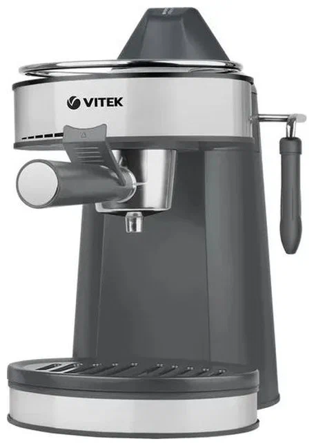 Кофеварка рожковая VITEK VT-1524, 750 Вт, кофе молотый, 240 мл, ручной капучинатор, серый (VT-1524)