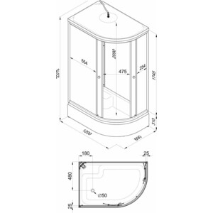 Душевая кабина Triton Коралл 120x80 левая, задние стенки матовые, стекла мозаика (Щ0000038532)