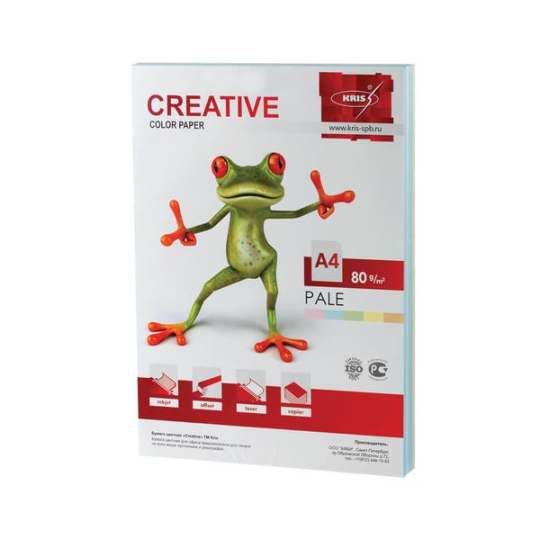 Бумага CREATIVE color (Креатив), А4, 80 г/м2, 250 л. (5 цв. х 50 л.), цветная пастель, БПpr-250r