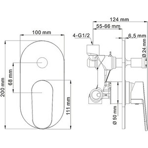 Смеситель для ванны Wasserkraft Donau хром (5361)