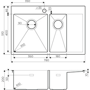 Кухонная мойка Omoikiri Akisame 78-2 IN-L нержавеющая сталь (4973062)