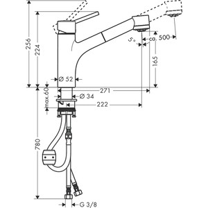 Смеситель для кухни Hansgrohe Talis S с выдвижным изливом, хром (32841000)