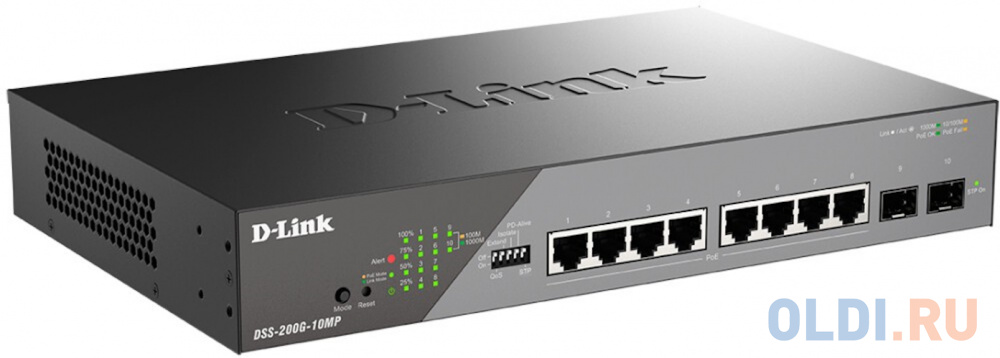 D-Link Smart L2 Surveillance Switch 8х1000Base-T PoE, 2x1000Base-X SFP, PoE Budget 130W, Long-range PoE up to 250m в Москвe