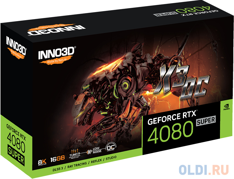 Видеокарта INNO3D RTX 4080 SUPER X3 OC 16GB GDDR6X 256bit 3xDP HDMI 3FAN в Москвe