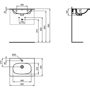 Раковина мебельная Ideal Standard Tesi 62х45 Silk White (T3510V1)