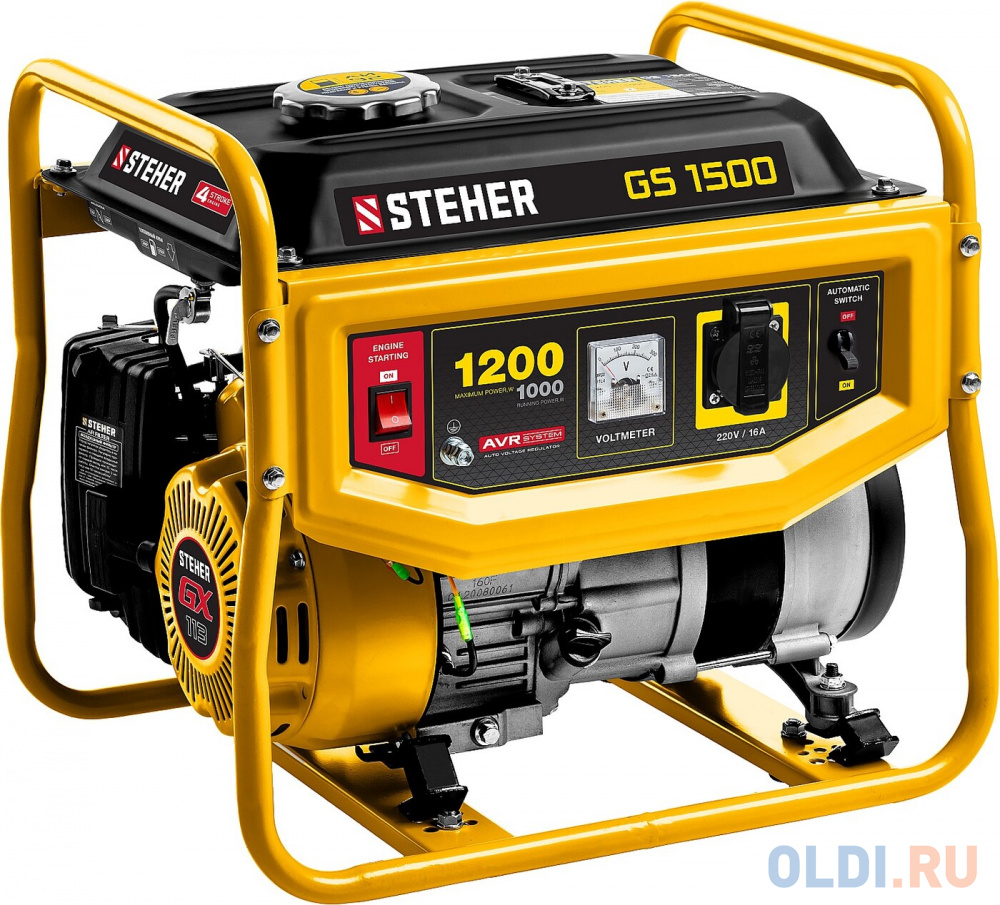 GS-1500 бензиновый генератор, 1200 Вт, STEHER