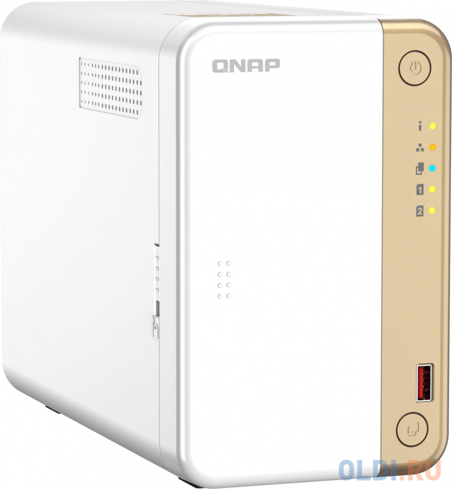 channel QNAP TS-262-4G NAS 2 HDD trays, 2 x M.2 NVMe PCIe Gen 3 x1, 2-core Intel Celeron N4505  2.9 GHz, 4 GB RAM (4GB max), 1x2.5 Gigabit Ethernet ,