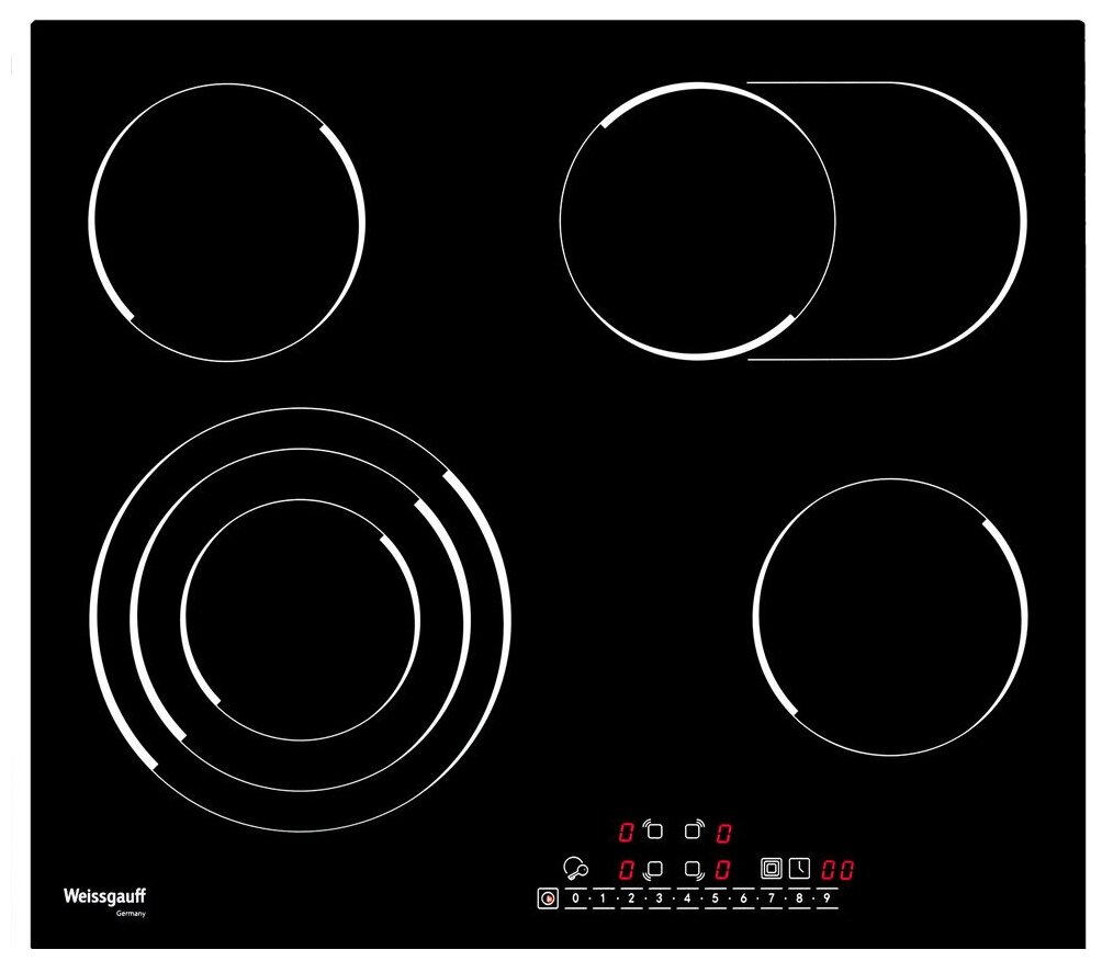 Электрическая варочная панель WEISSGAUFF HVF 643 BS 3 конфорки, черный (418 732) в Москвe