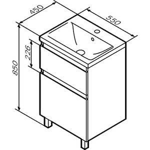 Тумба под раковину Am.Pm X-Joy 55 напольная, белый глянец (M85AFSX0552WG)