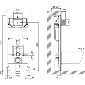 Инсталляция для унитаза BelBagno Marmi с кнопкой смыва, белая (BB001-120, BB009-MR-BIANCO)