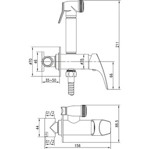 Смеситель для душа Aquanet AF310-52C Atletic с гигиенической лейкой (225485)