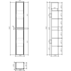 Пенал Dreja Slim 30х190 белый глянец/бетон (99.0505) в Москвe