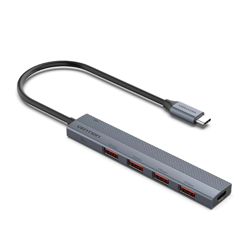 Аксессуар Vention OTG USB-C - 4xUSB 3.2 Gen 2 + USB-C PD 15cm Grey CKHHB